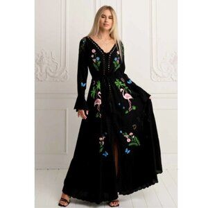 Zaimara Be The Light Dreamcatcher Flamingo Kimono Maxi Dress M/L